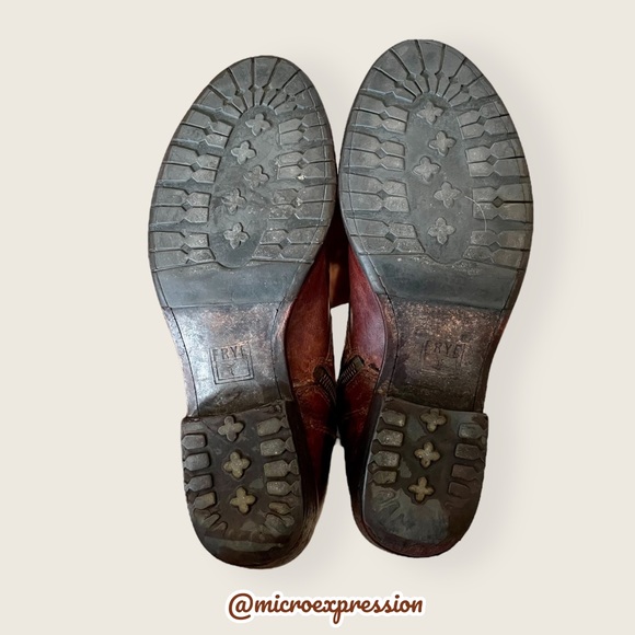 Frye Carson Lug Lace Up Brown Real Leather Combat Granny Pull On Cute Ankle Boot - Picture 12 of 13